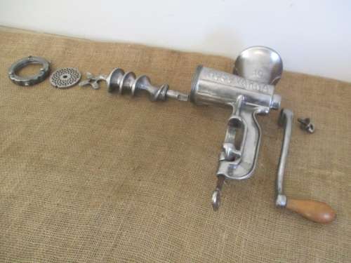 Very Beautiful And Complete Vintage Cast Iron No 10 Husqvarna Reliance Meat Mincer    Sweden