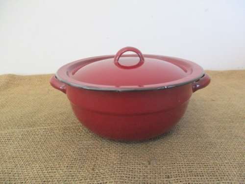 For Lorna`s bid only - Smart Old Enamel Lidded Dish
