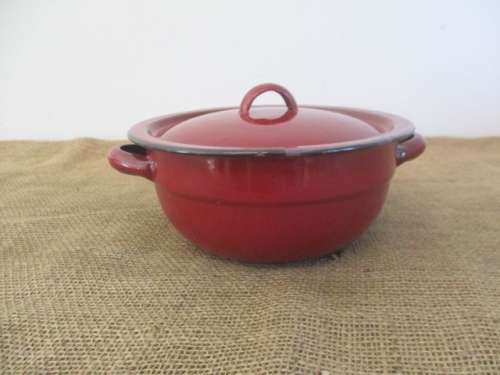 For Lorna`s bid only - Smart Old Enamel Lidded Dish