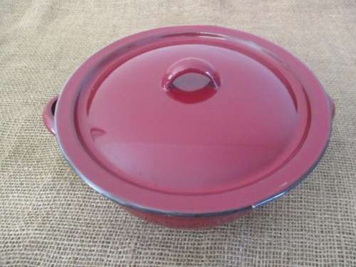 For Lorna`s bid only - Smart Old Enamel Lidded Dish