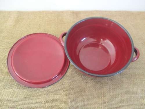 For Lorna`s bid only - Smart Old Enamel Lidded Dish