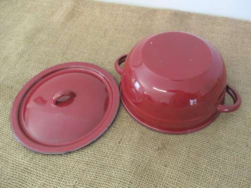 For Lorna`s bid only - Smart Old Enamel Lidded Dish