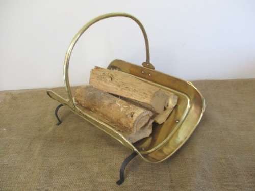 Wonderful Vintage Brass Fireplace Wood Holder