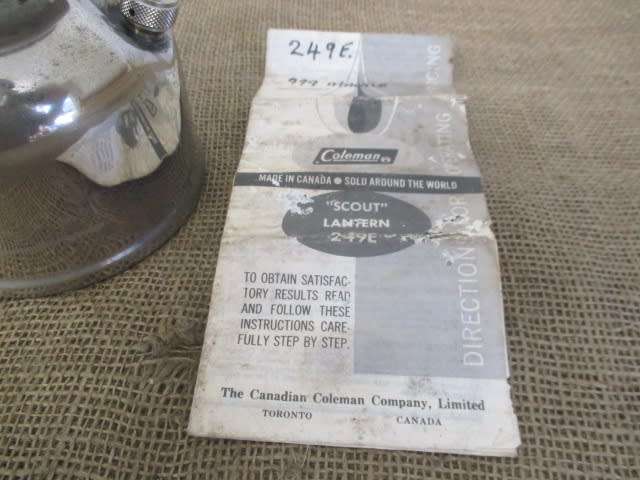 Nice Vintage Coleman Empire 249 E`Sunshine Of The Night` Kerosene Lantern    Canada    12/69