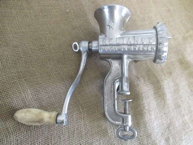Very Good And Complete Vintage Cast Iron No 8 Husqvarna Reliance Meat Mincer         Made In Sweden