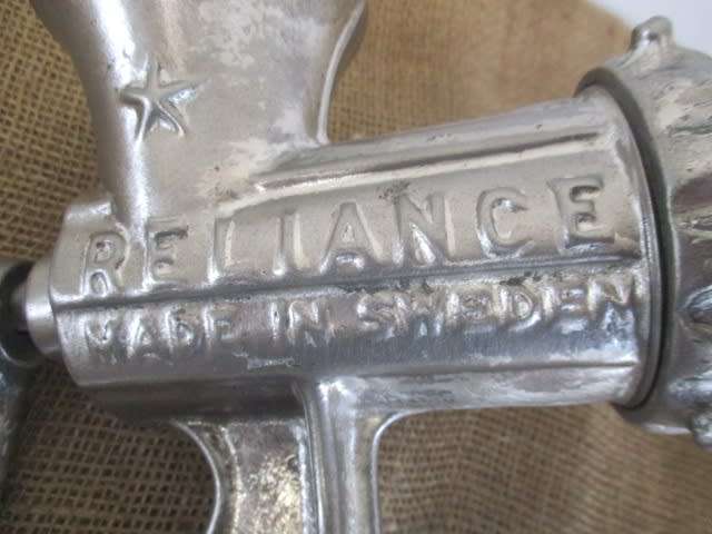 Very Good And Complete Vintage Cast Iron No 8 Husqvarna Reliance Meat Mincer         Made In Sweden