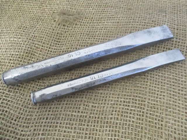 Particularly Rare....Two Genuine Vintage CL 15 SAR - SAS  1939 Cold Chisels By Beardshaw, Sheffield