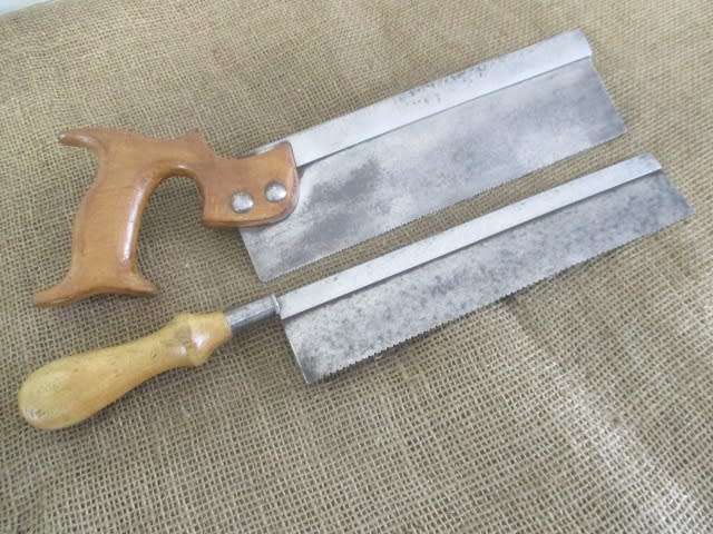 Two Nice Sturdy Vintage 10 inch Fine Cut Dovetail Back-Saws