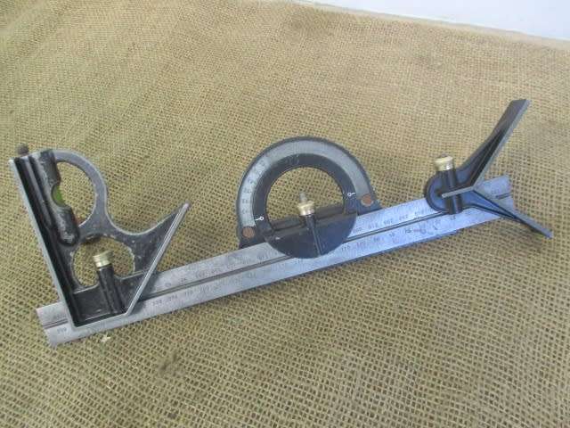 Very Nice Heavy Duty Metal Vintage 300mm Adjustable Combination Square