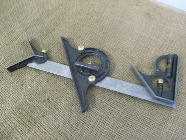 Very Nice Heavy Duty Metal Vintage 300mm Adjustable Combination Square