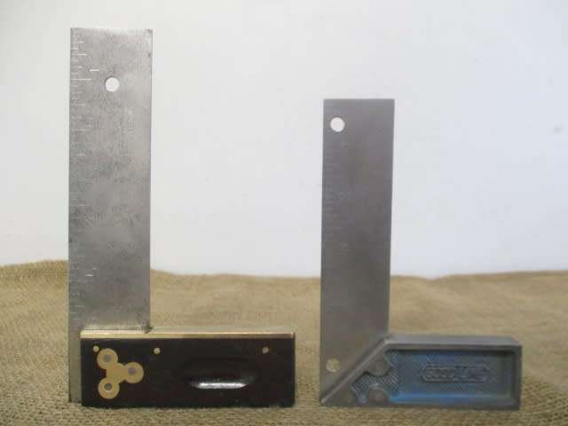Vintage 6 inch Carpenter`s Try Square & 5 inch Engineer`s Square By Ahrems Goodline Germany