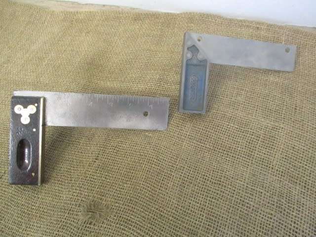 Vintage 6 inch Carpenter`s Try Square & 5 inch Engineer`s Square By Ahrems Goodline Germany