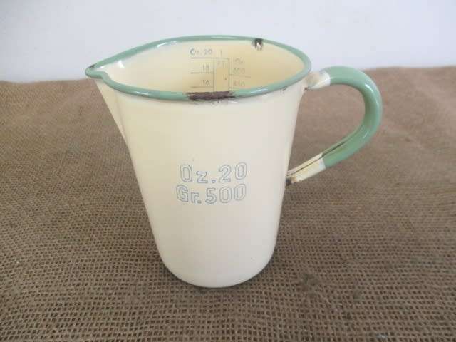 Cute Rare Vintage 10cm Kockums Enamel Oz. 20 / Gr. 500 Measuring Jug           Sweden
