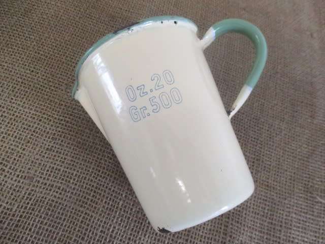Cute Rare Vintage 10cm Kockums Enamel Oz. 20 / Gr. 500 Measuring Jug           Sweden