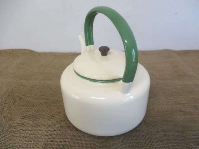 Stunning Large Vintage Old Fashioned Enamel H&H Coffee Kettle
