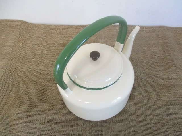 Stunning Large Vintage Old Fashioned Enamel H&H Coffee Kettle