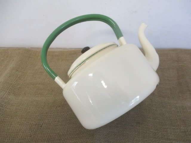Stunning Large Vintage Old Fashioned Enamel H&H Coffee Kettle