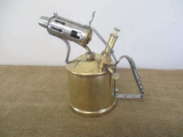 Beautiful Large Vintage Hippo Blow Torch With And Vintage 10 inch Footprint Tin Snips