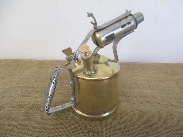 Beautiful Large Vintage Hippo Blow Torch With And Vintage 10 inch Footprint Tin Snips