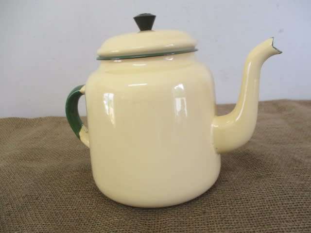Beautiful Sizable Vintage Old Fashioned Enamel H&H Coffee Pot