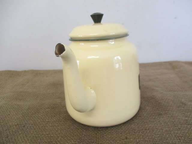 Beautiful Sizable Vintage Old Fashioned Enamel H&H Coffee Pot