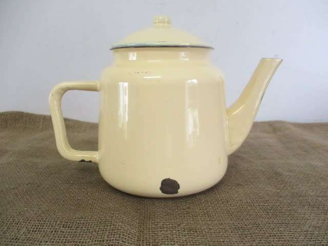 Magnificent Large Vintage Old School Enamel Coffee Pot