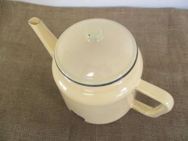 Magnificent Large Vintage Old School Enamel Coffee Pot