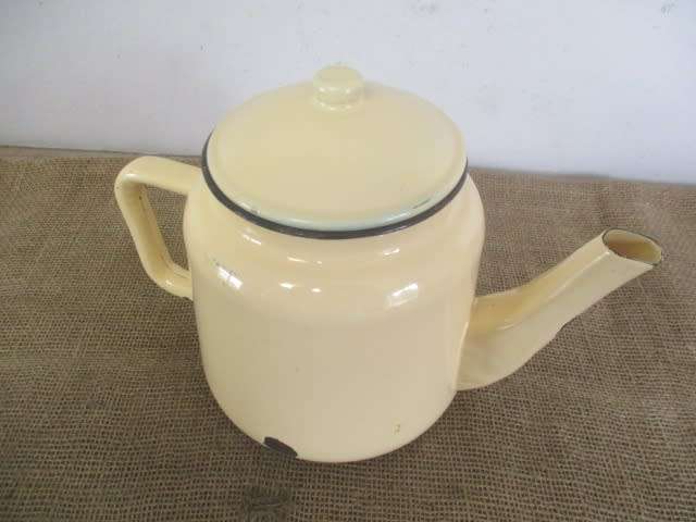 Magnificent Large Vintage Old School Enamel Coffee Pot