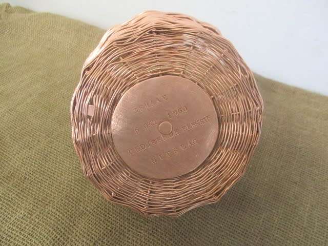 Ultra Rare.......Vintage 1960 Heavy Plaited Copper Basket Used In Voting For Republic Election