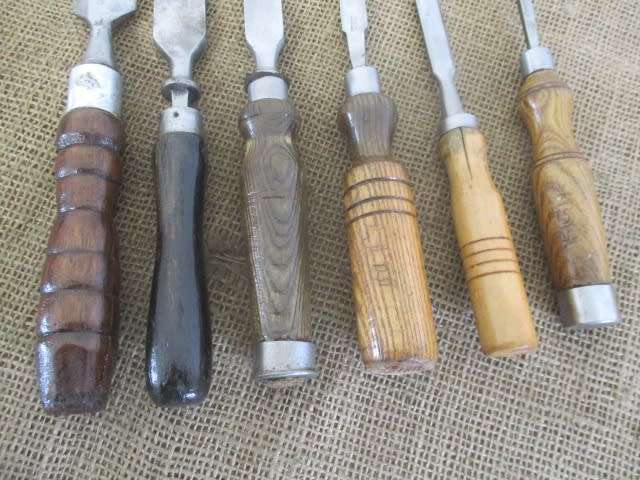Collection Of Six Different Brand Vintage Carpenter Woodworking Chisels