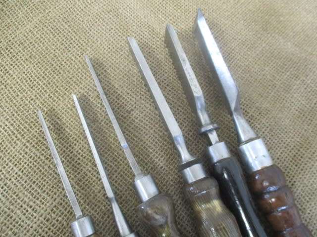 Collection Of Six Different Brand Vintage Carpenter Woodworking Chisels