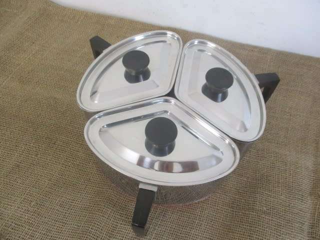 Magnificant Vintage Hendlers Pointerware 18/8 Stainless Steel Triangular Pot Set