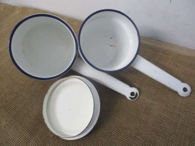 Vintage Made In Poland Enamel Double Boiler