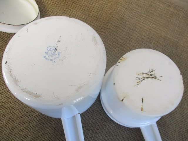 Vintage Made In Poland Enamel Double Boiler