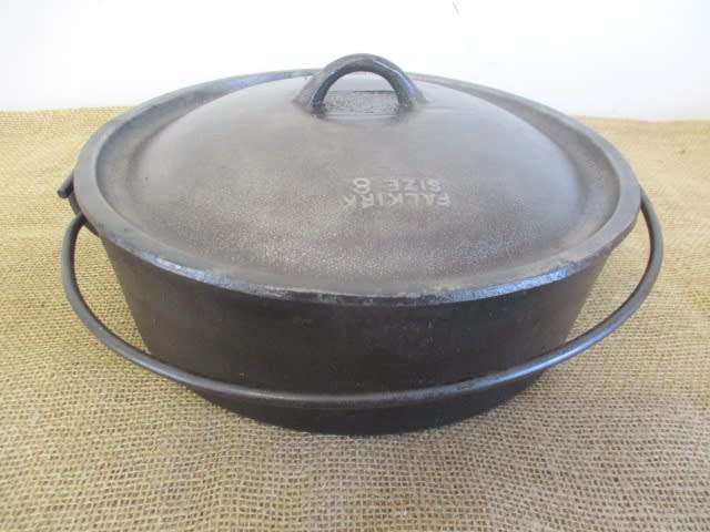 Rare Large Size Vintage Falkirk No 6 Cast Iron Flat Bottom Pot