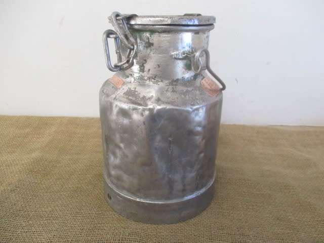 If He Only Could Have Spoken.....This Characterful TSP 1 gallon Galvanized Dairy Farm Cream Can
