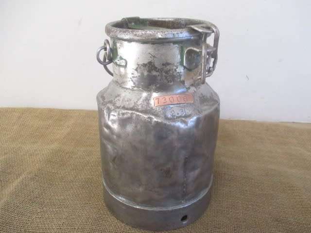If He Only Could Have Spoken.....This Characterful TSP 1 gallon Galvanized Dairy Farm Cream Can