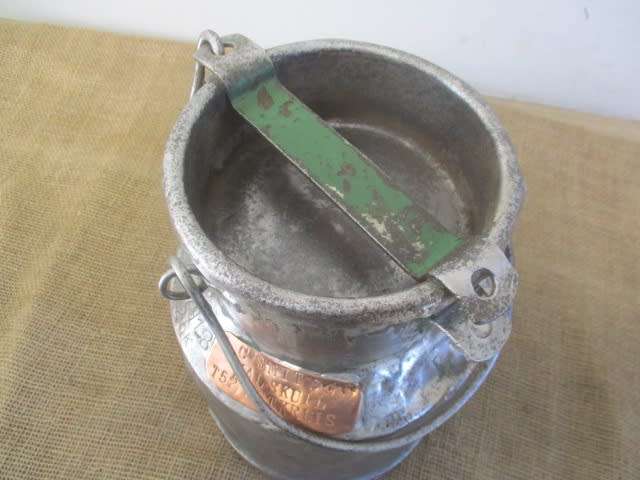 If He Only Could Have Spoken.....This Characterful TSP 1 gallon Galvanized Dairy Farm Cream Can