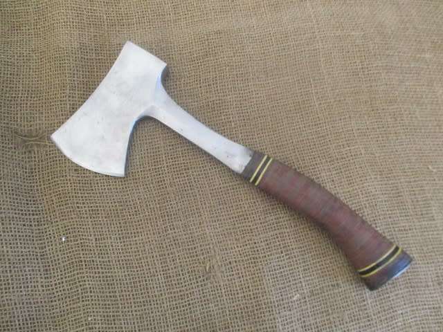 Prestigious Old Estwing Rockford ILL Sportman`s/Camping Axe Hatchet In Original Leather Sheath   USA