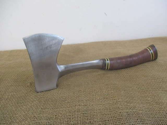Prestigious Old Estwing Rockford ILL Sportman`s/Camping Axe Hatchet In Original Leather Sheath   USA