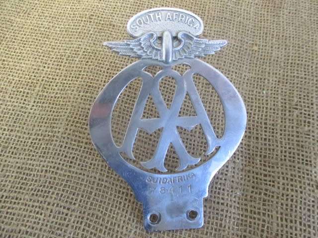 Antique/ Vintage No 78411 AA South Africa/Suid Afrika Car Badge  1906 - 1930