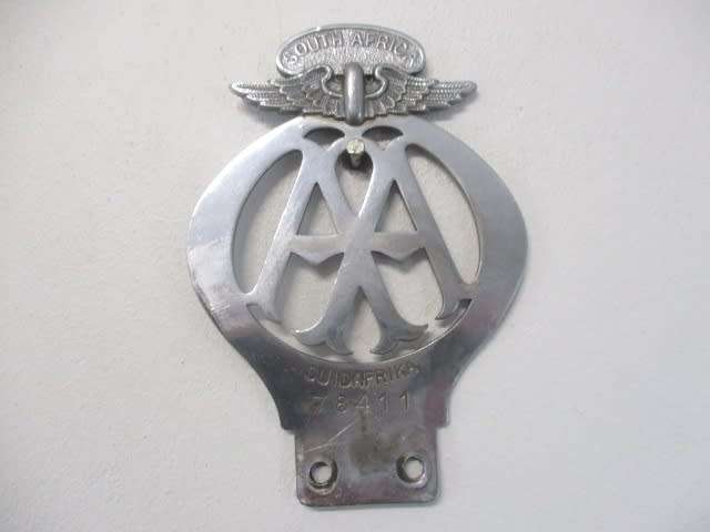 Antique/ Vintage No 78411 AA South Africa/Suid Afrika Car Badge  1906 - 1930