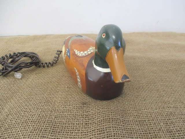 Crazy Vintage Telemania Wooden Mallard Duck Telephone       Made In Taiwan