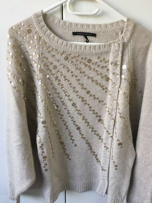 Sylvian Heach Beige Jersey with Sequin Detail Size 8