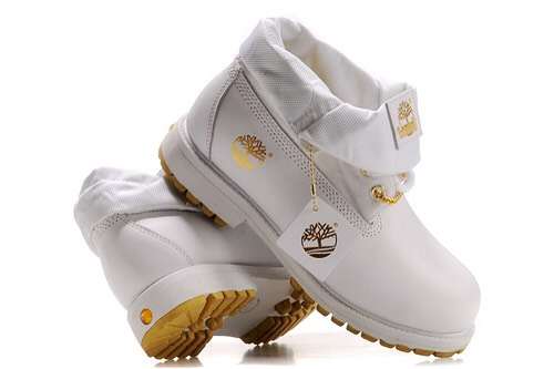Timberland Roll Top Boots, White and Gold