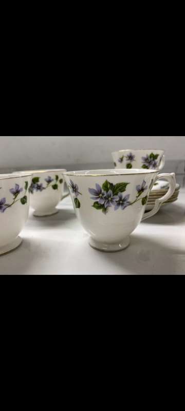 Vintage Queen Anne Bone China Tea set Blue Flowers Made in England, Ridgeway Potteries