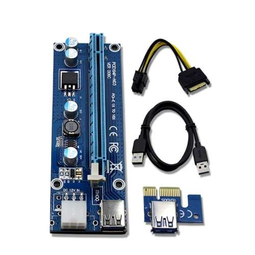 PCI-E Riser Express Riser Card 1x to 16x 6Pin PCIe Riser Card