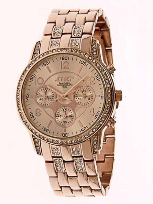 Ladies Jet Set Watch With Rose Gold Strap