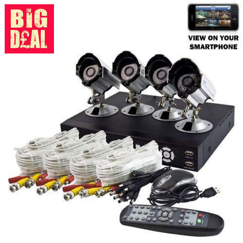 DIY 4 Channel Outdoor Camera H.264 Video Security Kit