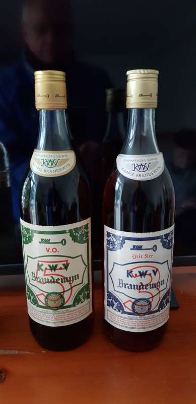 RARE & COLLECTIBLE TWO BOTTLES OF KWV BRANDY OF THE 1950`S